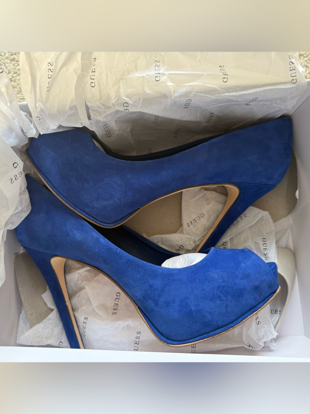 GUESS Women's Royal CovaBlue Suede High Heel Pumps